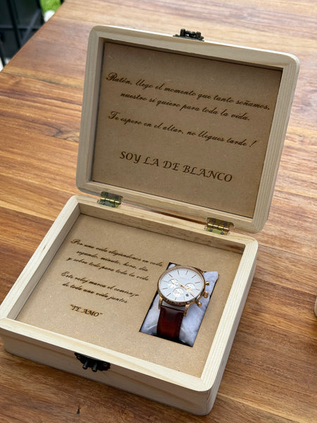 Caja De Madera Personalizada Para Reloj - Regalo Especial de Bodas