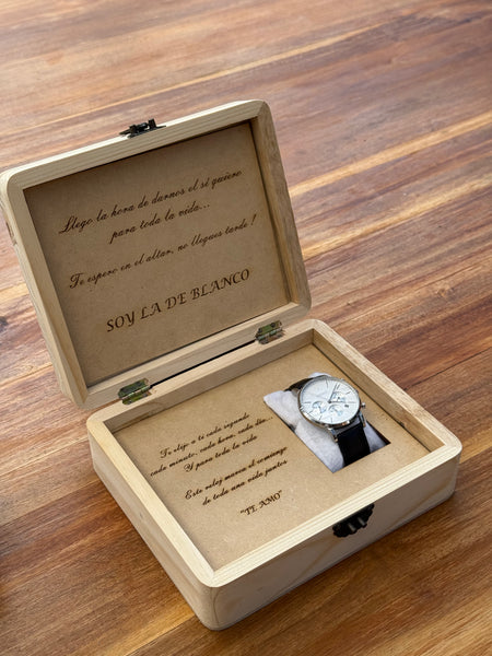 Caja De Madera Personalizada Para Reloj - Regalo Especial de Bodas