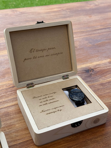 Caja De Madera Personalizada Para Reloj - Regalo Especial de Bodas
